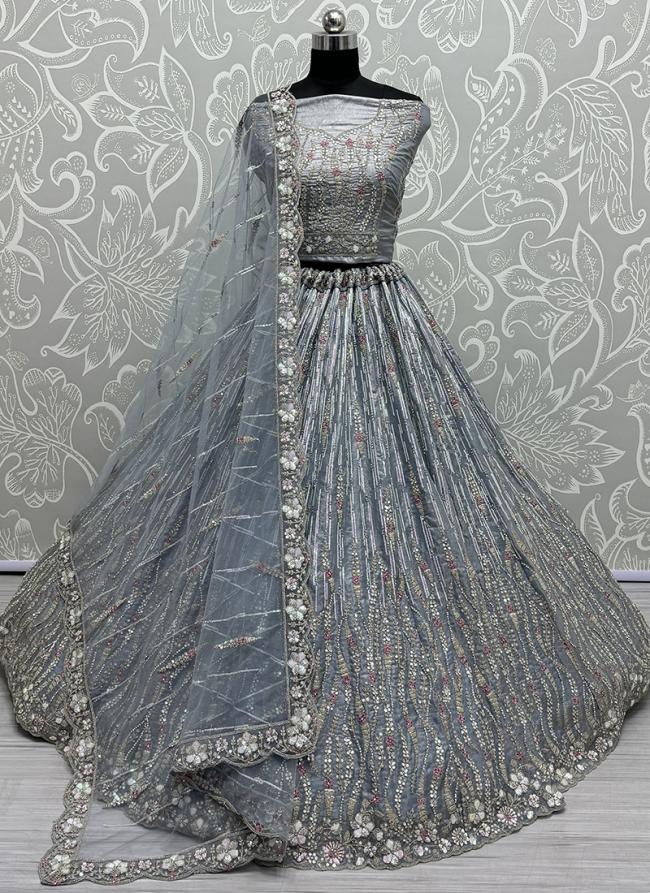 Gadhawal Silk Sky Blue Bridal Wear Embroidery Work Lehenga Choli